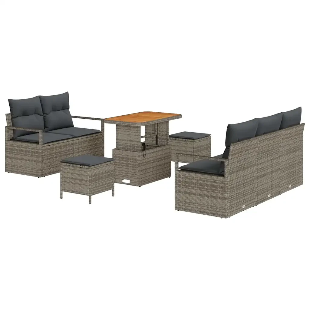 Set Divano da Giardino con cuscino 8 pcs Grigio polyrattan 3362473 - Image 2