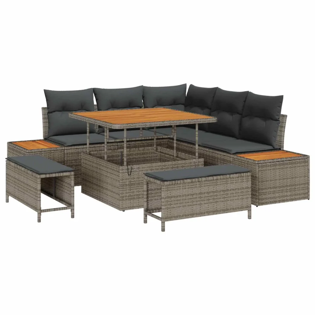 Set Divano da Giardino con cuscino 8 pcs Grigio 3363298 - Image 2