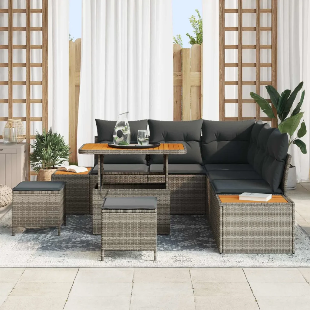 Set Divano da Giardino con cuscino 8 pcs Grigio 3363308 - Image 3