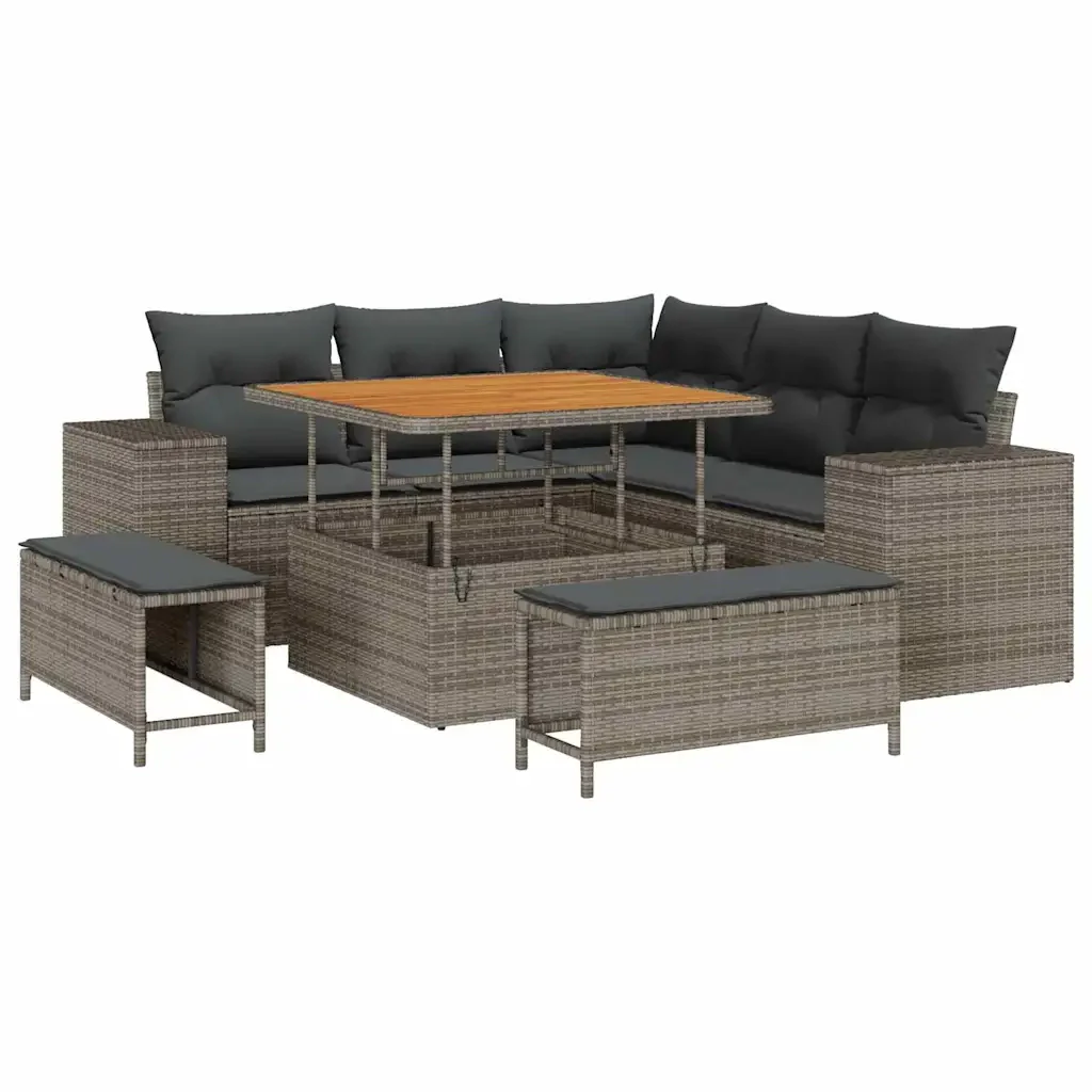 Set Divano da Giardino con cuscino 8 pcs Grigio polyrattan 3361998 - Image 2