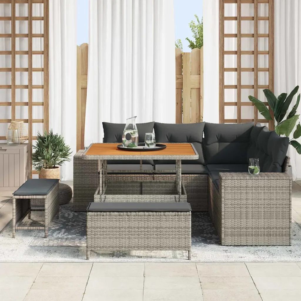 Set Divano da Giardino con cuscino 8 pcs Grigio polyrattan 3361998 - Image 3