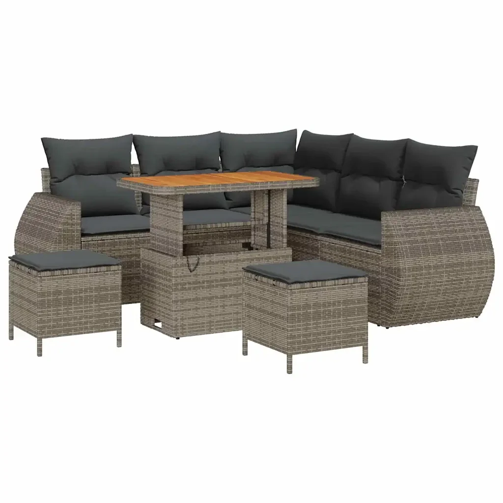 Set Divano da Giardino 8 pcs Grigio polyrattan 3361878 - Image 2