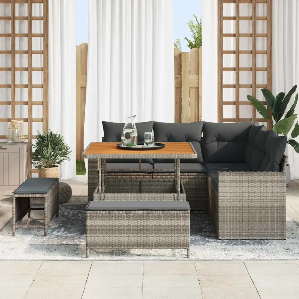 Set Divano da Giardino 8 pcs Grigio polyrattan 3361608 - Image 3