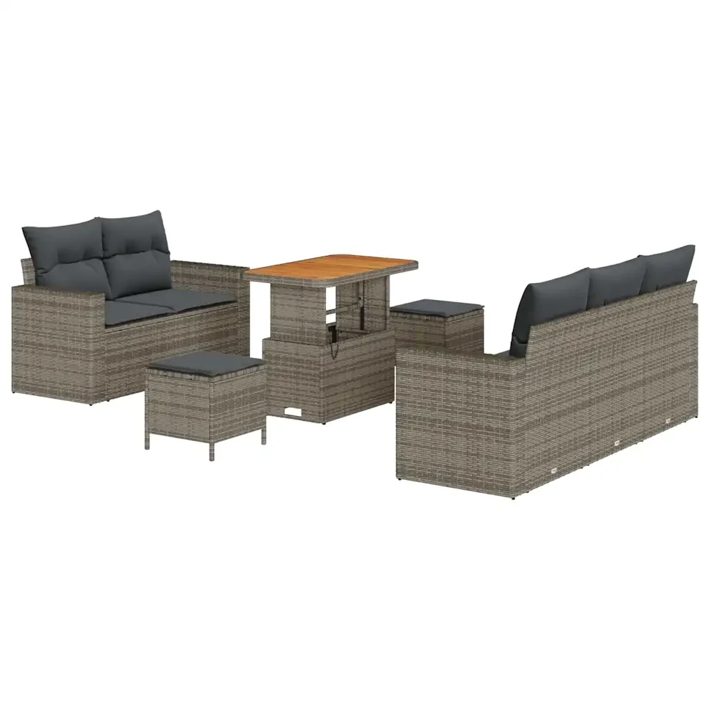 Set Divano da Giardino con cuscino 8 pcs Grigio polyrattan 3361563 - Image 2