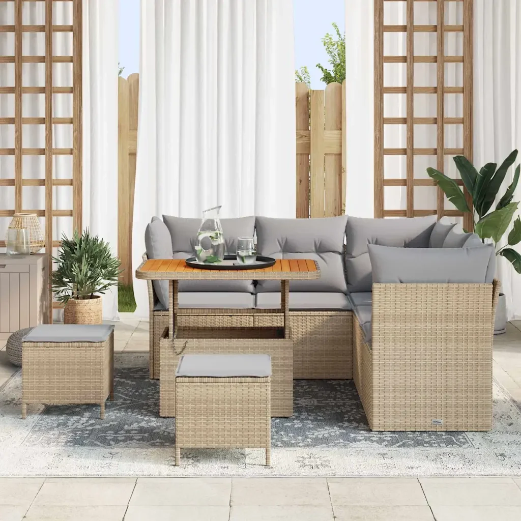 Set Divano da Giardino 8 pcs Beige polyrattan 3361487 - Image 3