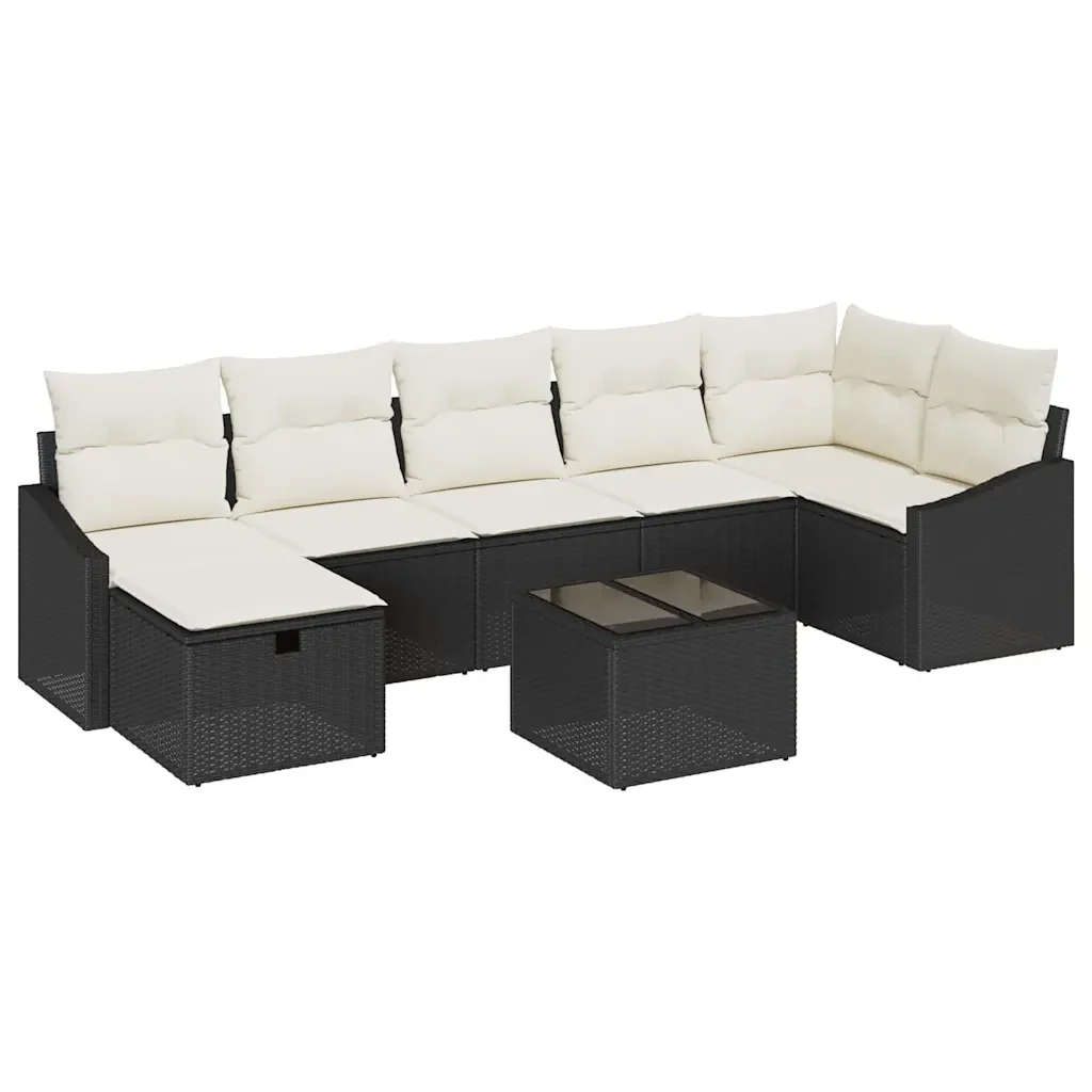 Set di divani con cuscino 8 pcs Nero polyrattan 3359306 - Image 2