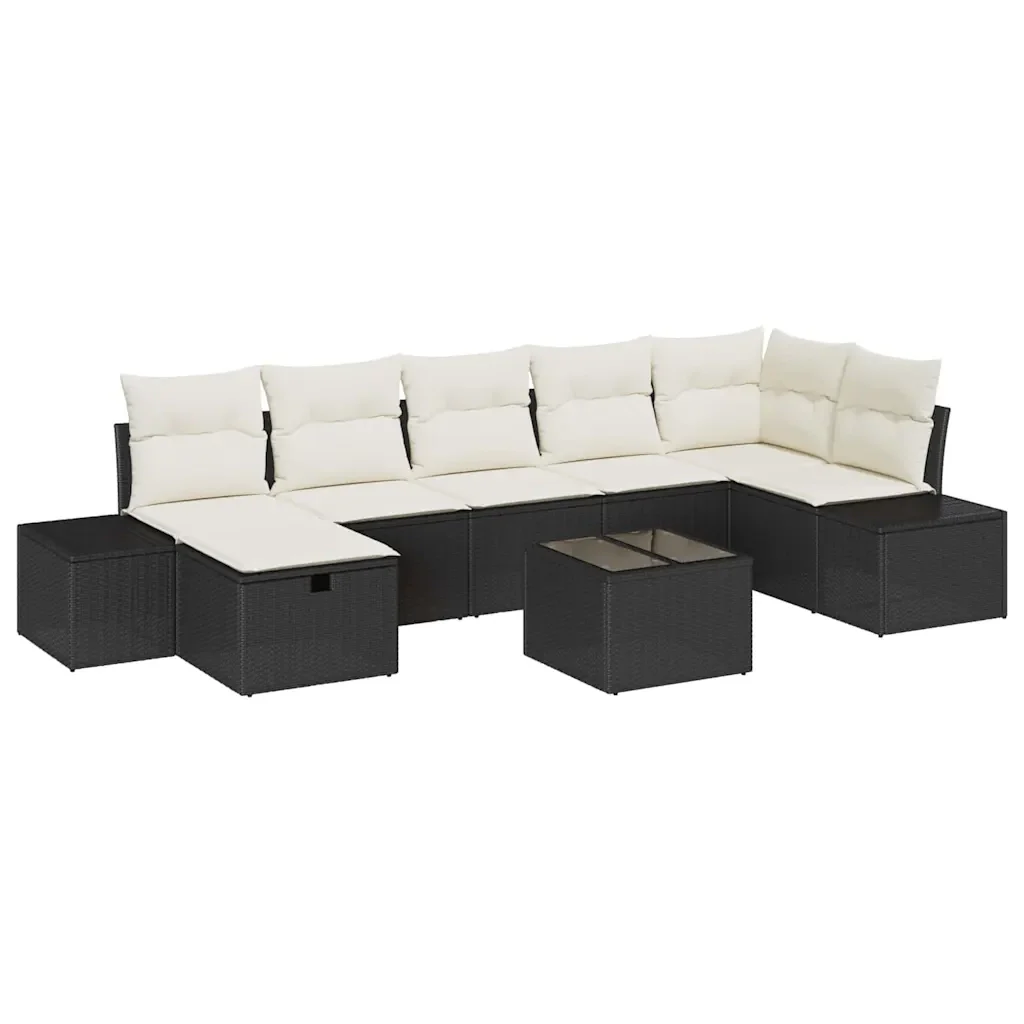 Set Divano da Giardino con cuscino 8 pcs Nero polyrattan 3359406 - Image 2