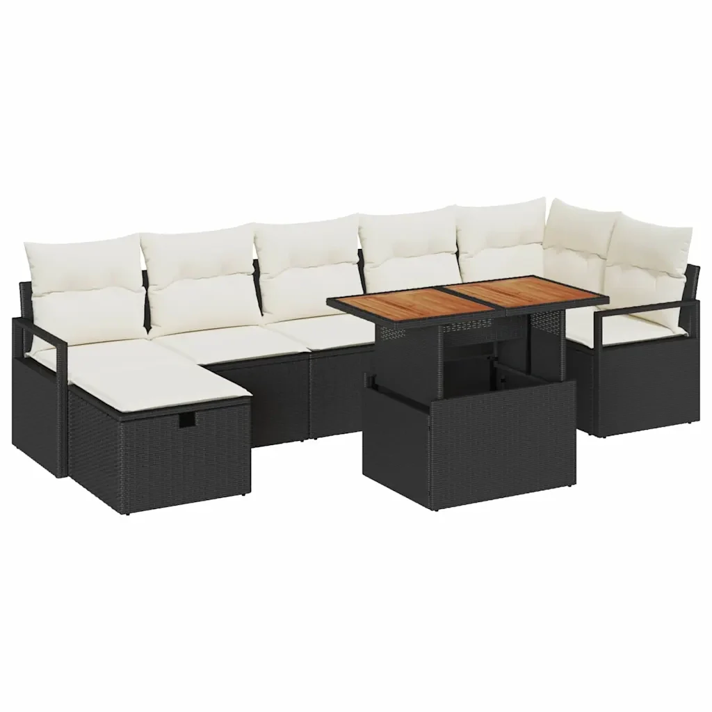 Set Divano da Giardino con cuscino 8 pcs Nero polyrattan 3360002 - Image 2