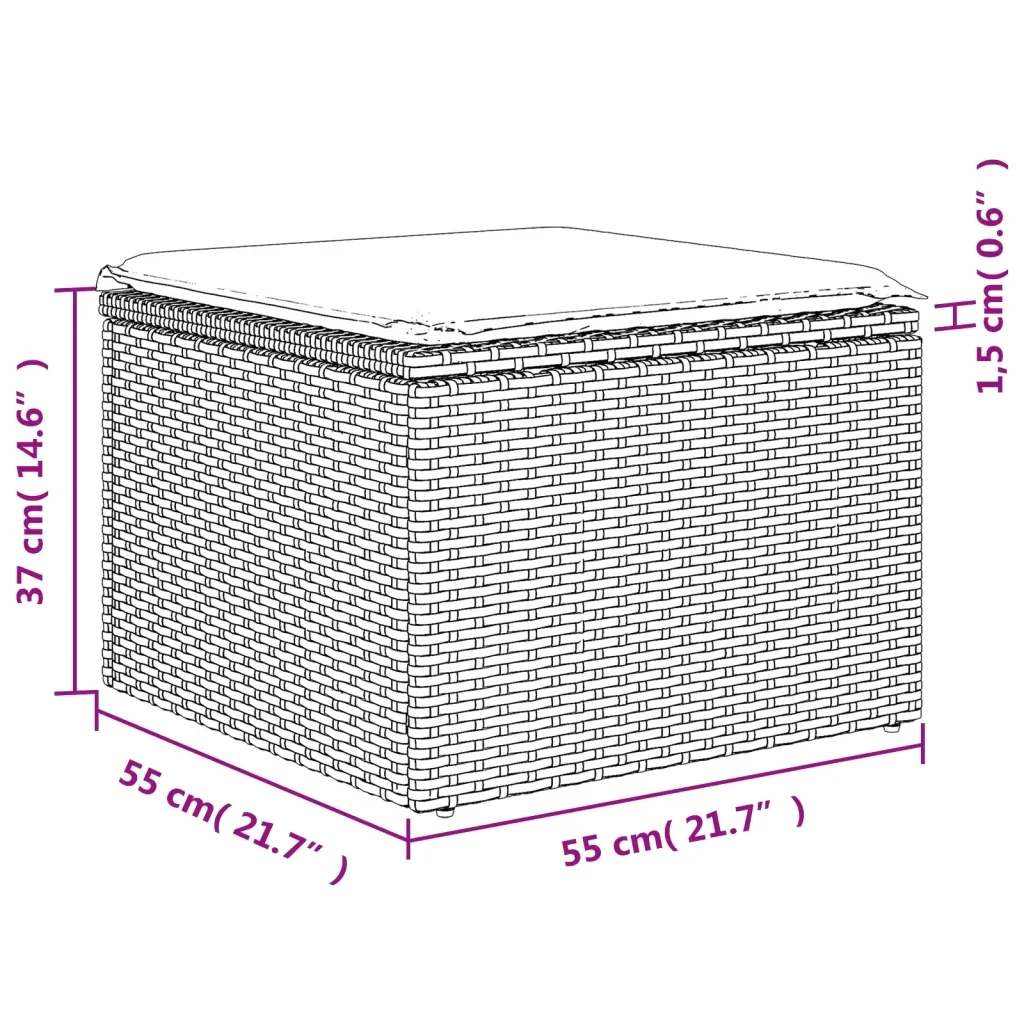 Set Divano da Giardino 8 pz con Cuscini Grigio in Polyrattan 3227929 - Image 10