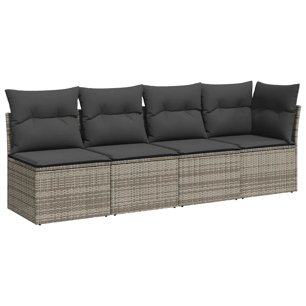 Set Divano da Giardino 8 pz con Cuscini Grigio in Polyrattan 3266400 - Image 5