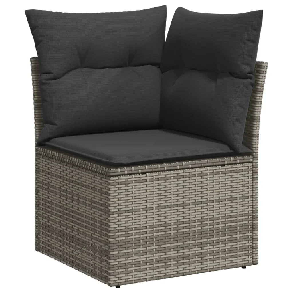 Set Divano da Giardino 8 pz con Cuscini Grigio in Polyrattan 3267150 - Image 4