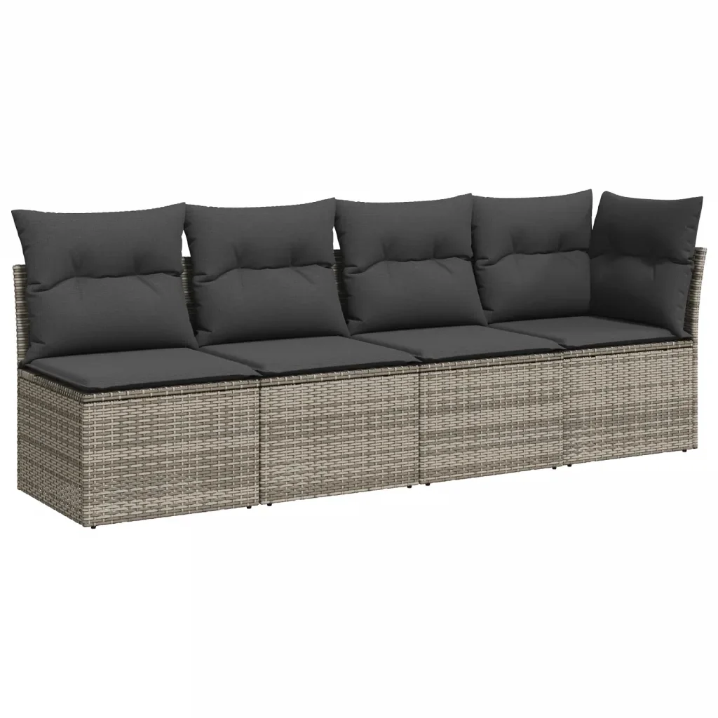 Set Divano da Giardino 8 pz con Cuscini Grigio in Polyrattan 3267780 - Image 5