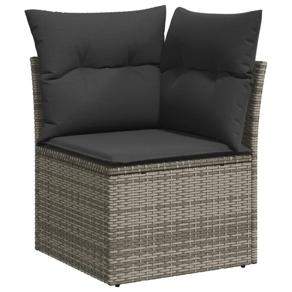 Set Divano da Giardino 8 pz con Cuscini Grigio in Polyrattan 3268410 - Image 4