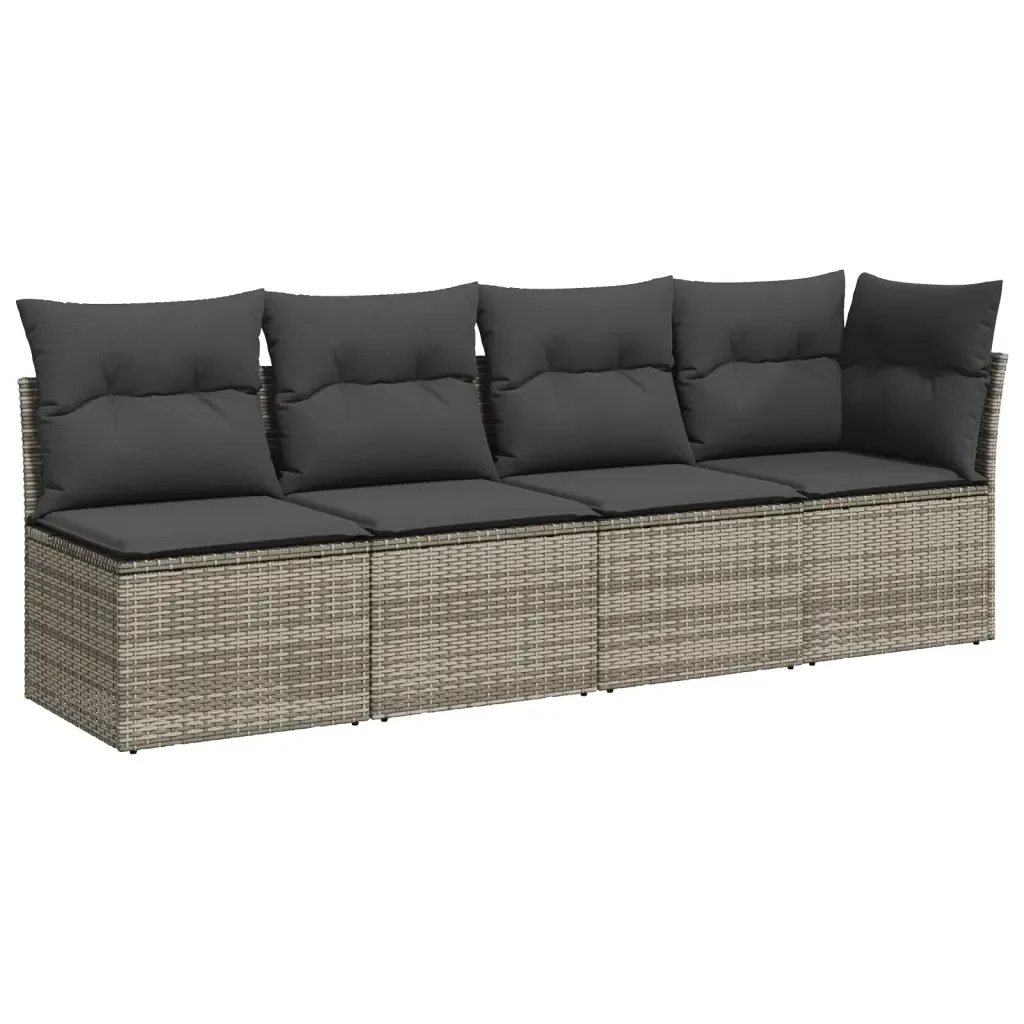 Set Divano da Giardino 8 pz con Cuscini Grigio in Polyrattan 3268410 - Image 5