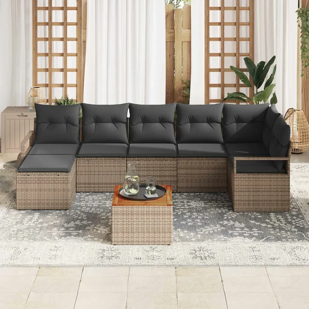 Set Divano da Giardino con cuscino 9 pcs Grigio polyrattan 3347741 - Image 3