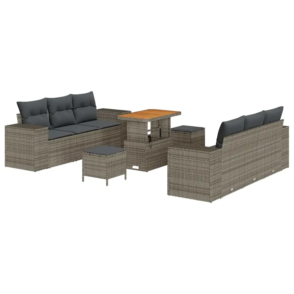 Set Divano da Giardino 9 pcs Grigio Rattan in Polipropilene 3363913 - Image 2