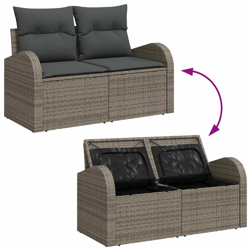 Set Divano da Giardino con cuscino con cuscino 9 pcs Grigio 3364368 - Image 10