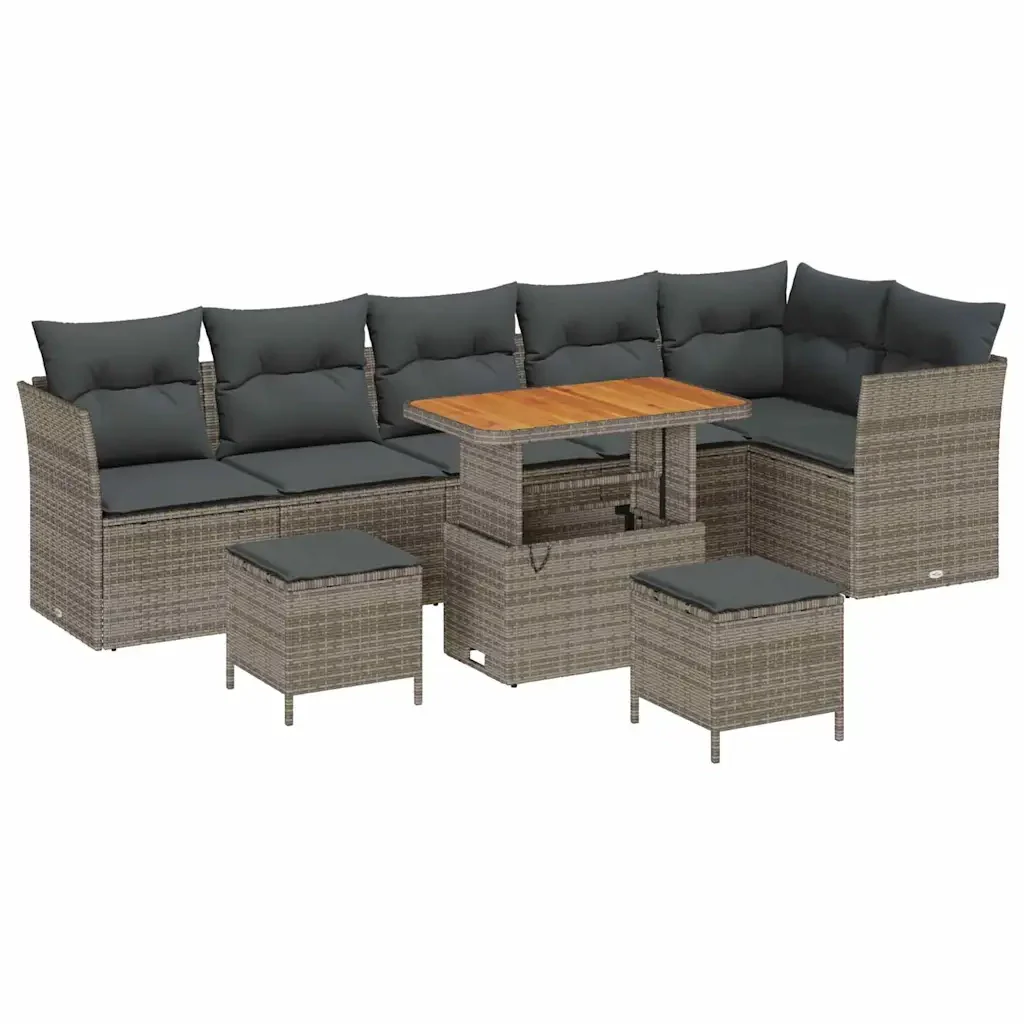Set Divano da Giardino con cuscino 9 pcs Grigio 3363458 - Image 2