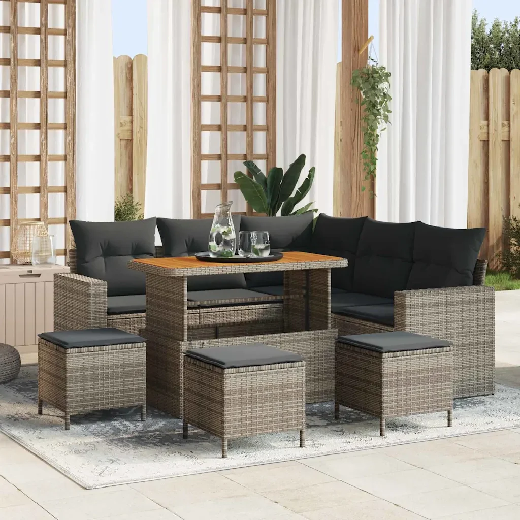 Set Divano da Giardino 9 pcs Grigio polyrattan 3361623