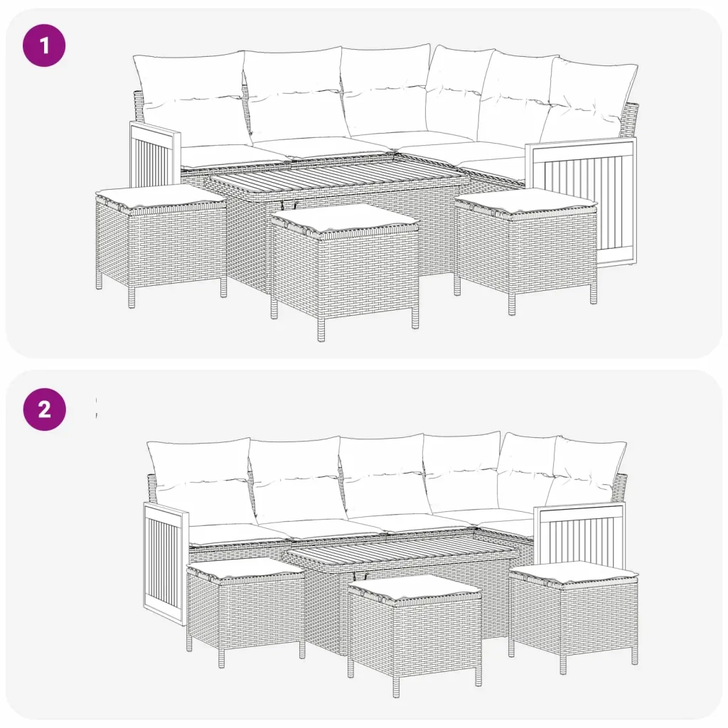 Set Divano da Giardino con cuscino 9 pcs Grigio 3363183 - Image 10