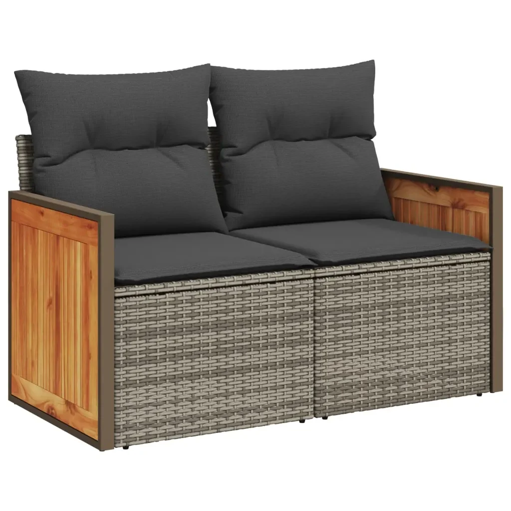 Set Divano da Giardino 9 pz con Cuscini Grigio in Polyrattan 3227782 - Image 5