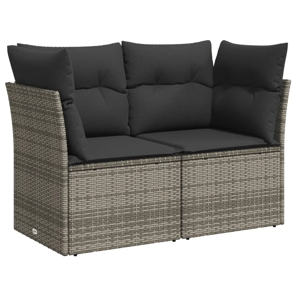 Set Divano da Giardino 9 pz con Cuscini Grigio in Polyrattan 3266790 - Image 5