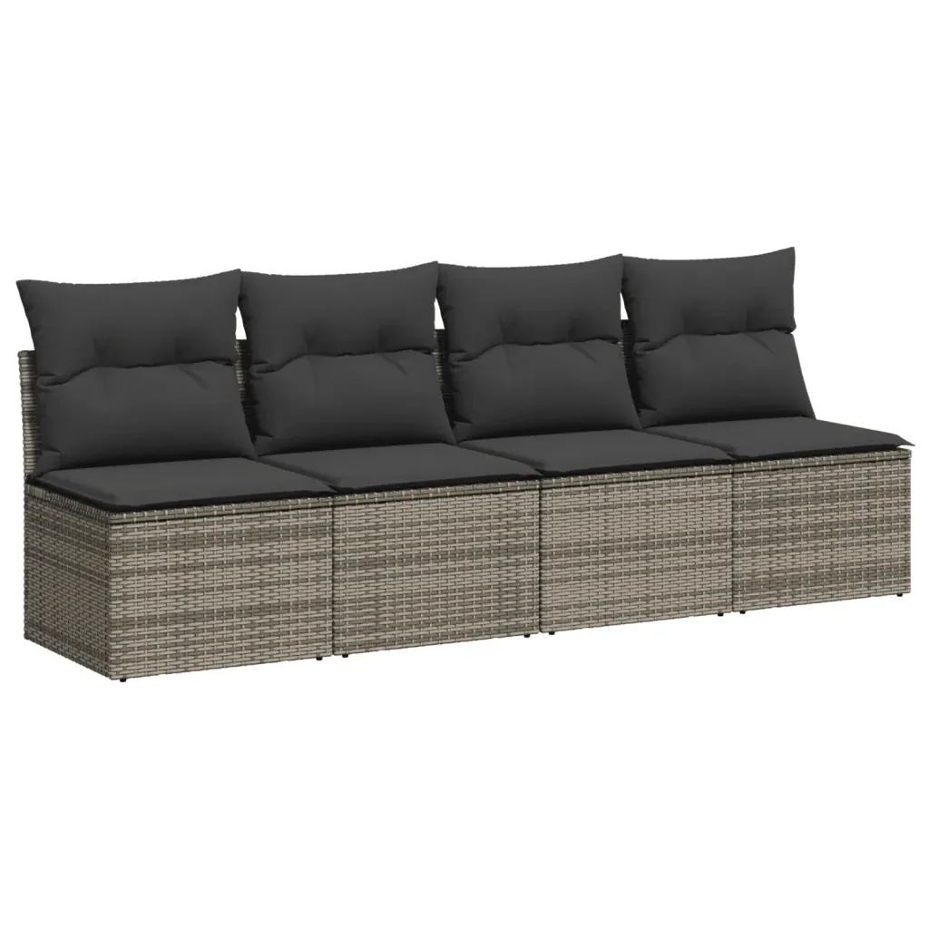 Set Divano da Giardino 9 pz con Cuscini Grigio in Polyrattan 3266790 - Image 6