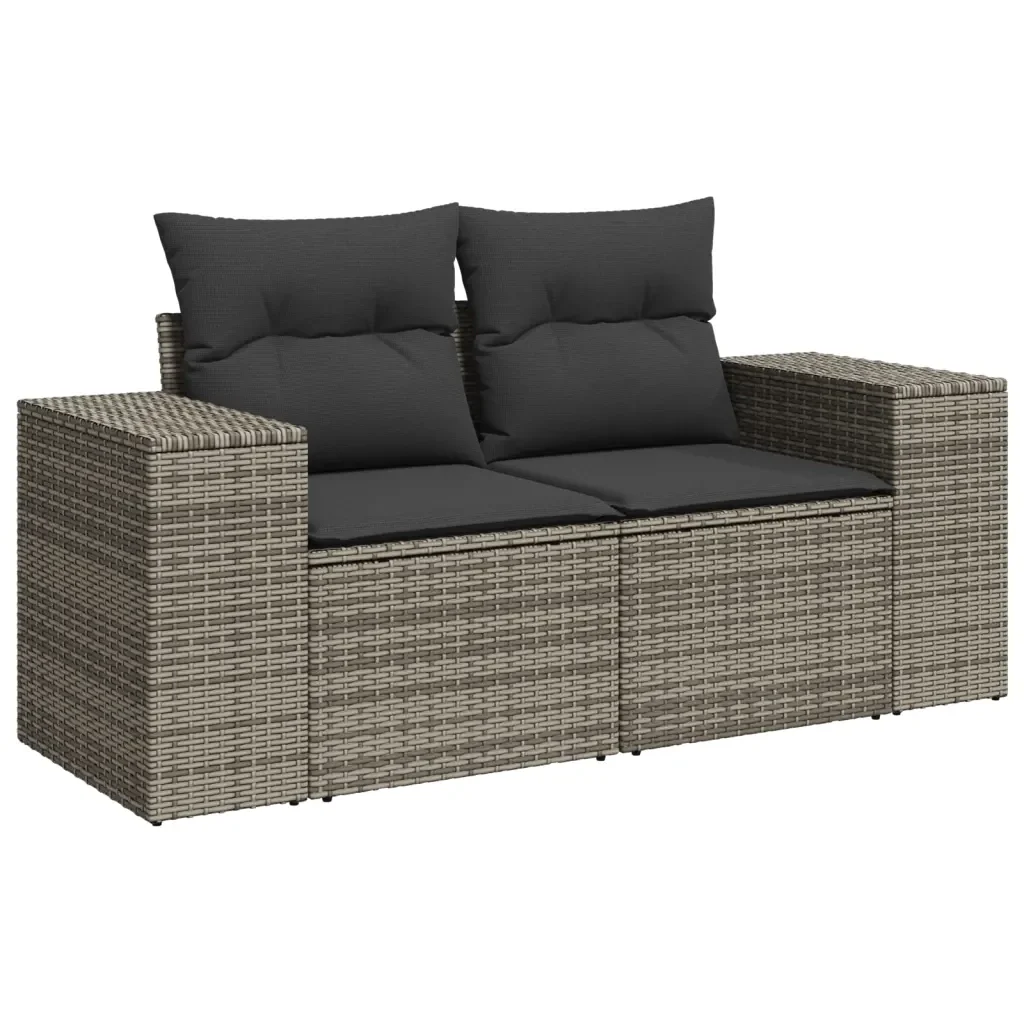 Set Divano da Giardino 9 pz con Cuscini Grigio in Polyrattan 3269360 - Image 5