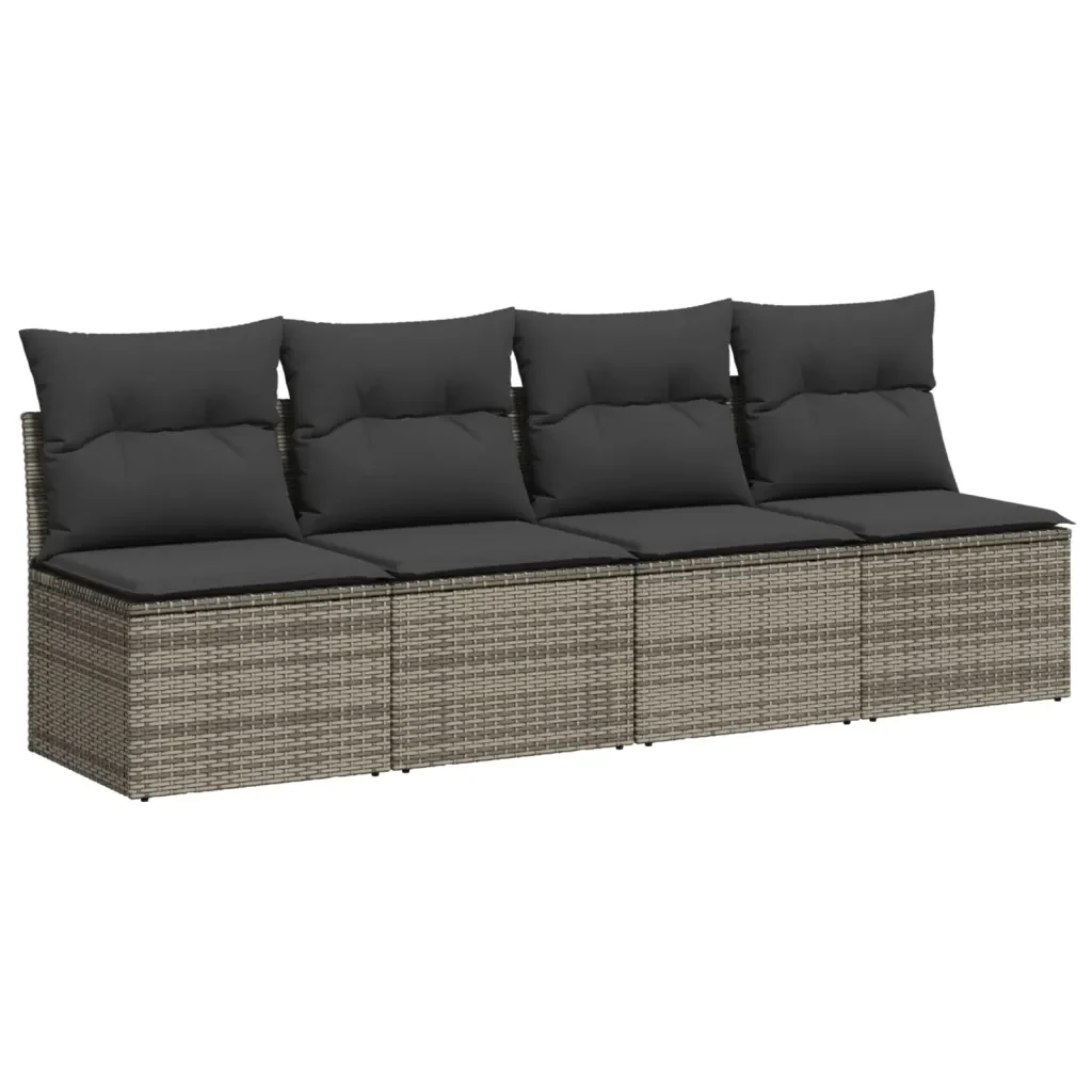 Set Divano da Giardino 9 pz con Cuscini Grigio in Polyrattan 3269360 - Image 7