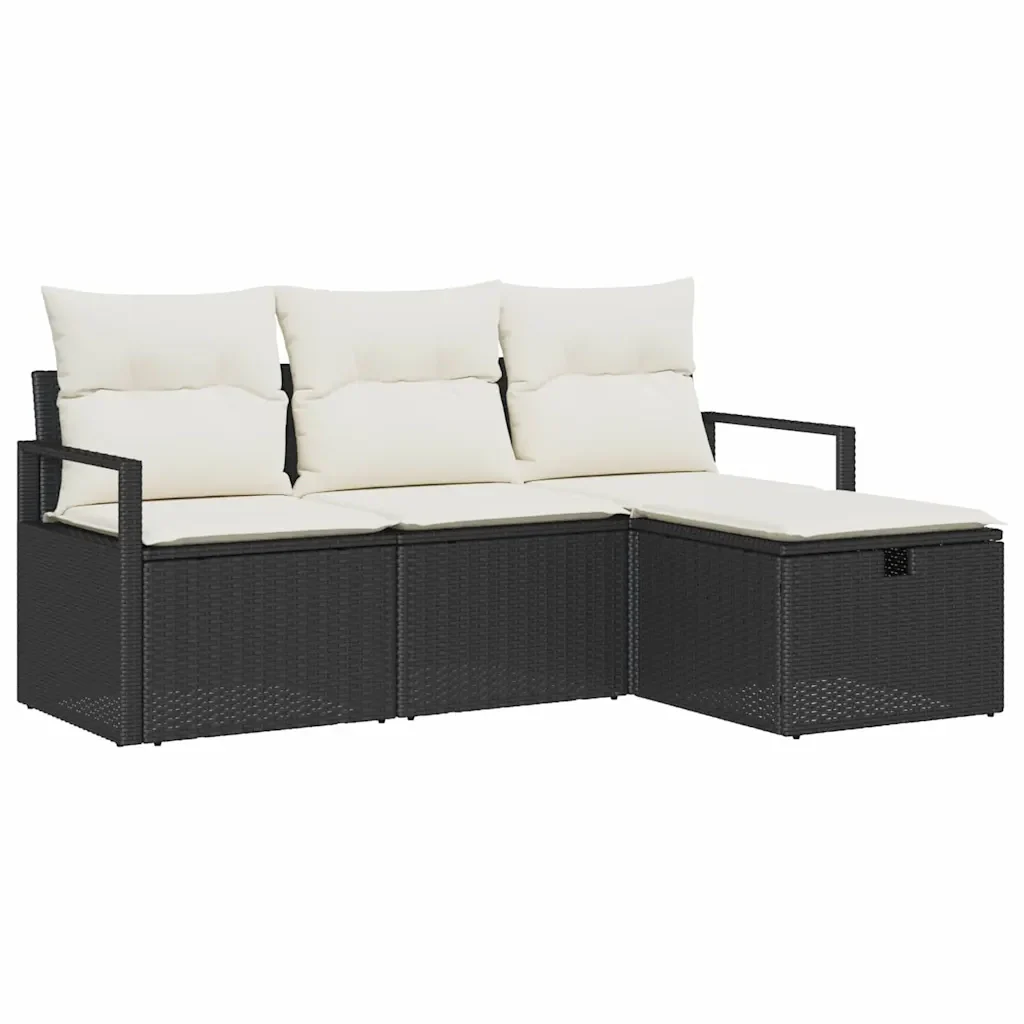 Set di divani con cuscino 4 pcs Nero e Crema polyrattan 3359146 - Image 2
