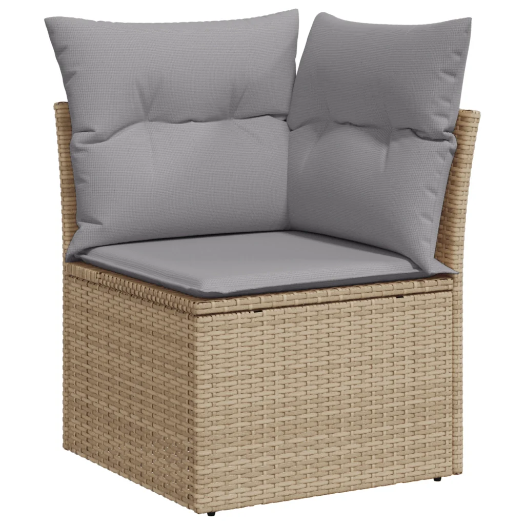 Set divano da giardino  a 7 pezzi con cuscini beige in rattan sintetico - Image 6