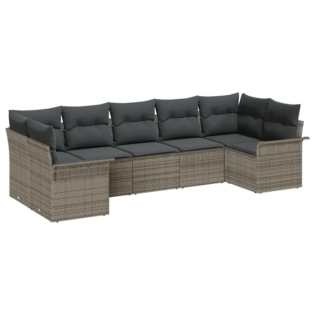 Set Divano da Giardino con cuscino 7 pcs Grigio polyrattan 3345509 - Image 2