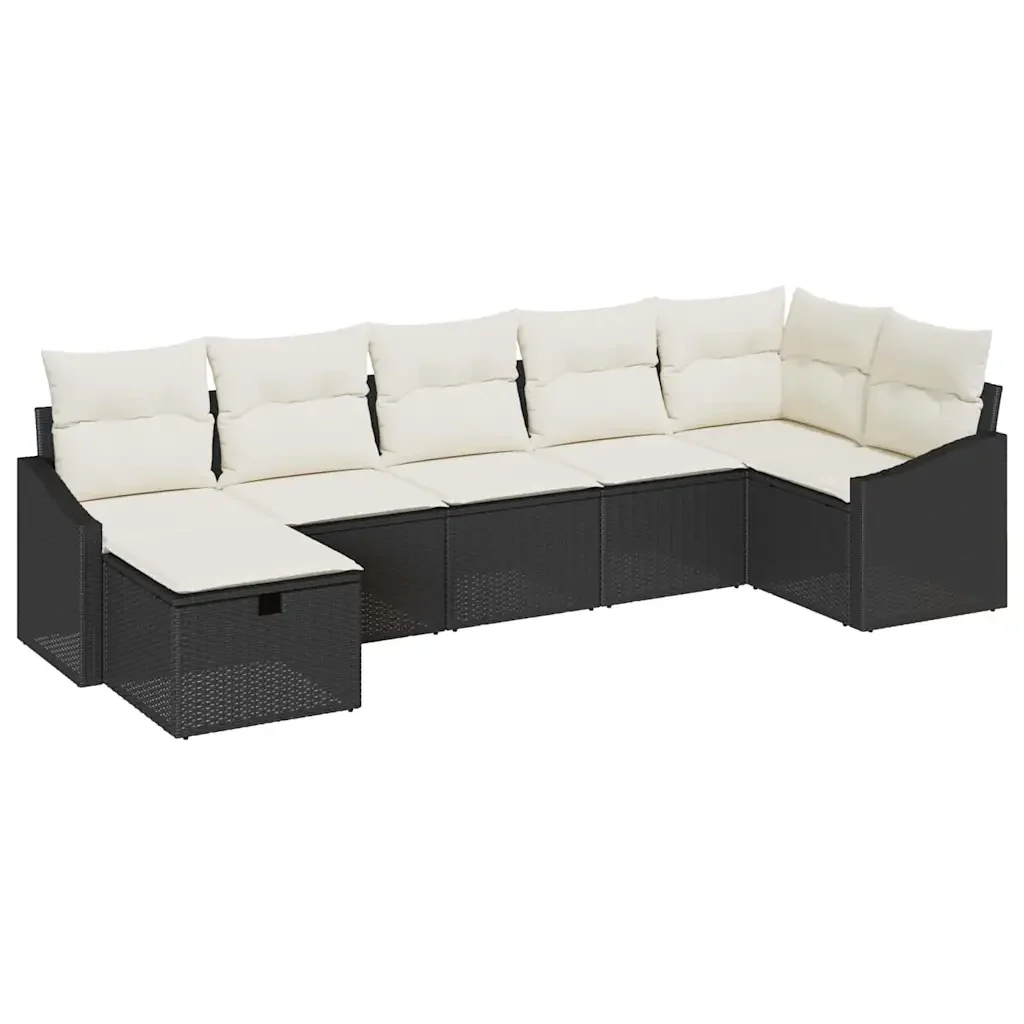 Set di divani con cuscino 7 pcs Nero polyrattan 3359296 - Image 2