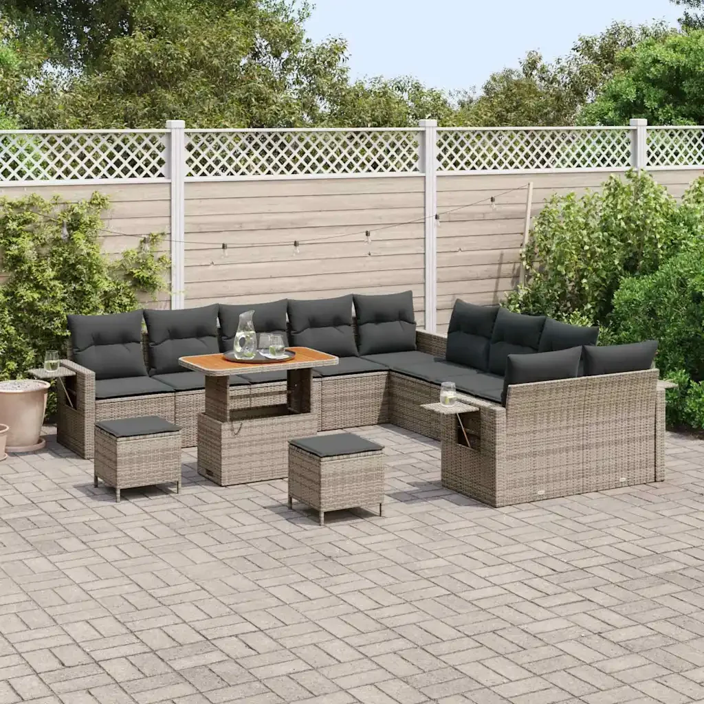 Set Divano da Giardino 13 pcs Grigio polyrattan 3361808 - Image 3