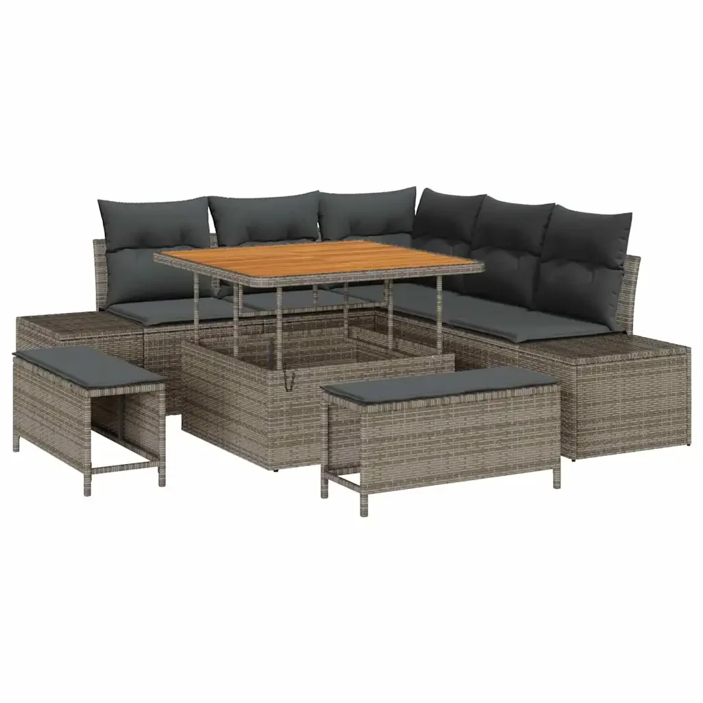 Set Divano da Giardino con cuscino 8 pcs Grigio polyrattan 3362778 - Image 2