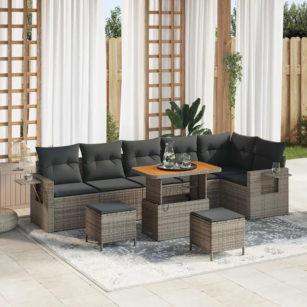 Set Divano da Giardino con cuscino 11 pcs Grigio polyrattan 3363718