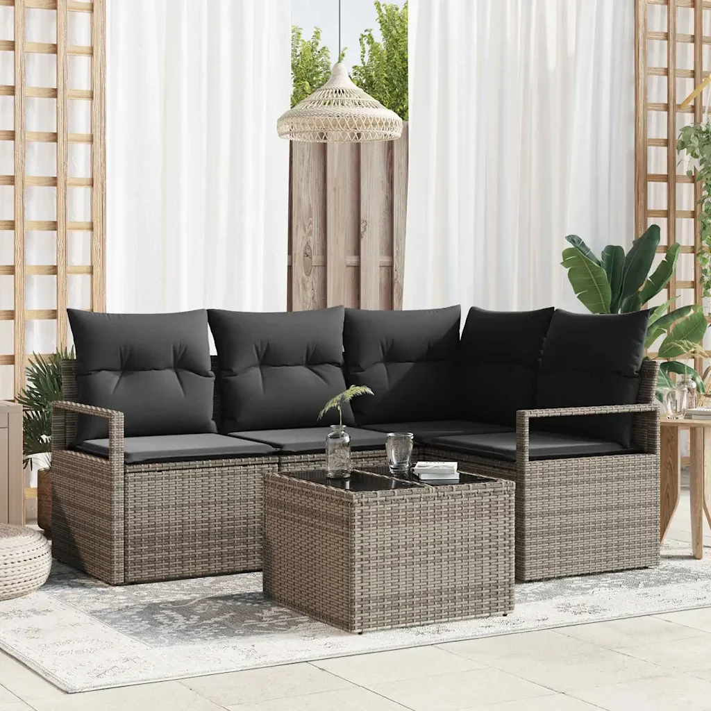 Set di divani 5 pcs Grigio polyrattan 3346369