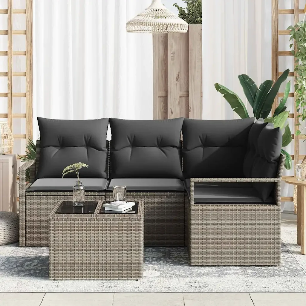 Set di divani 5 pcs Grigio polyrattan 3346369 - Image 3