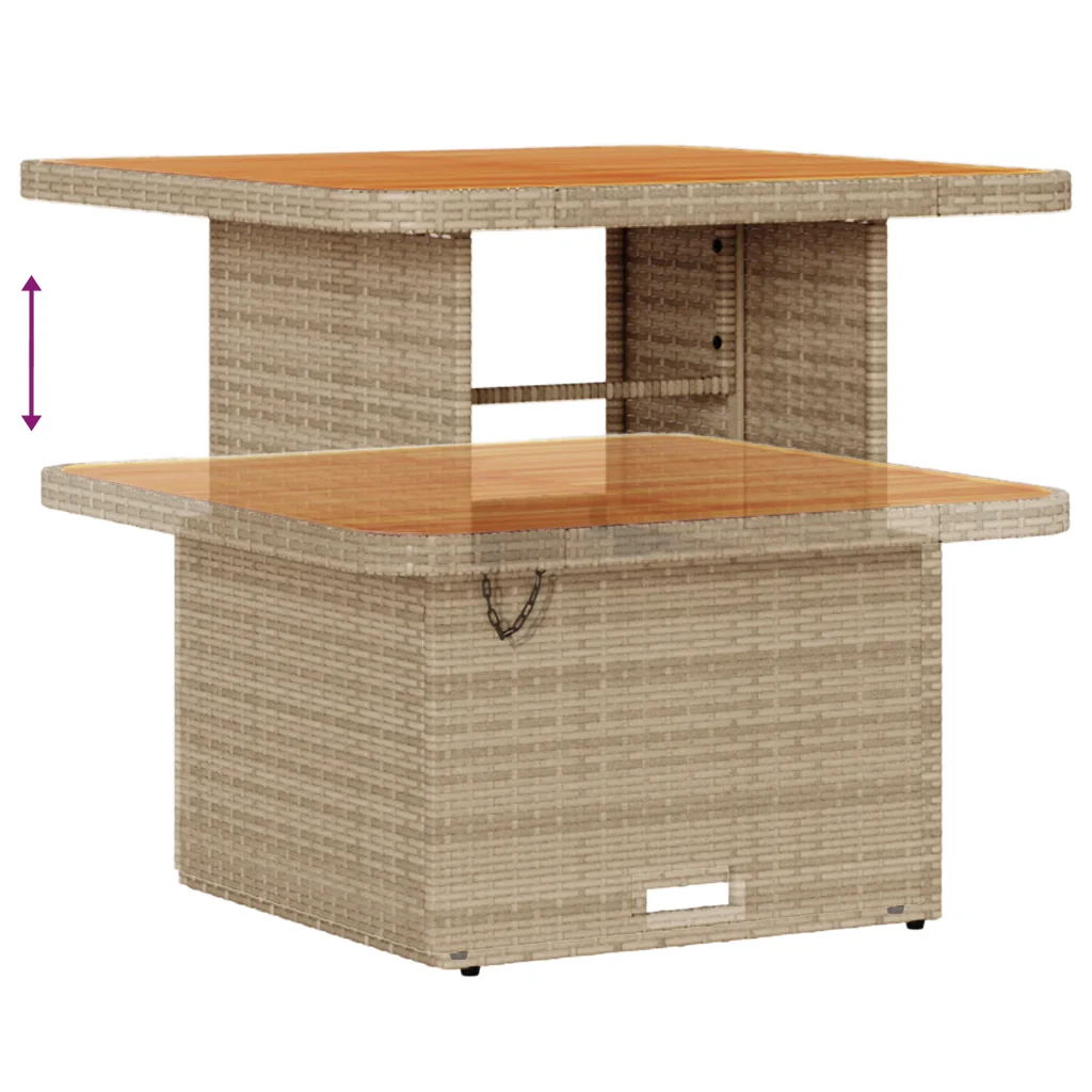 Set Divano da Giardino da 10 Pezzi con Cuscini Beige Polyrattan Acacia - Image 8