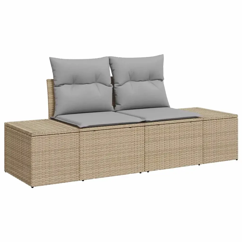 Set Divano da Giardino con cuscino 10 pcs Beige polyrattan 3362772 - Image 4