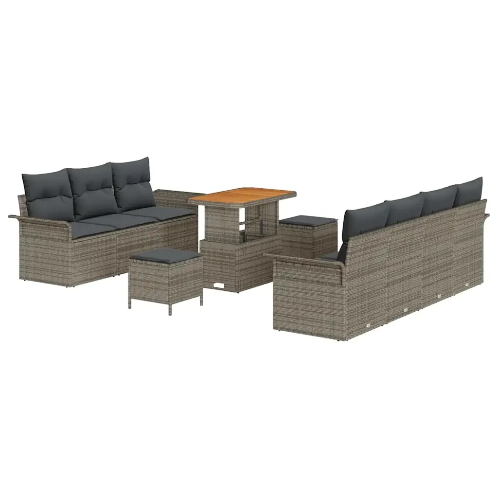Set Divano da Giardino con cuscino 10 pcs Grigio polyrattan 3362103 - Image 2