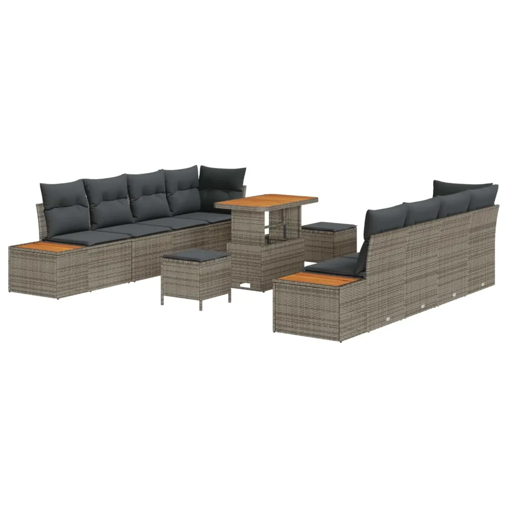 Set Divano da Giardino con cuscino 11 pcs Grigio 3363283 - Image 2