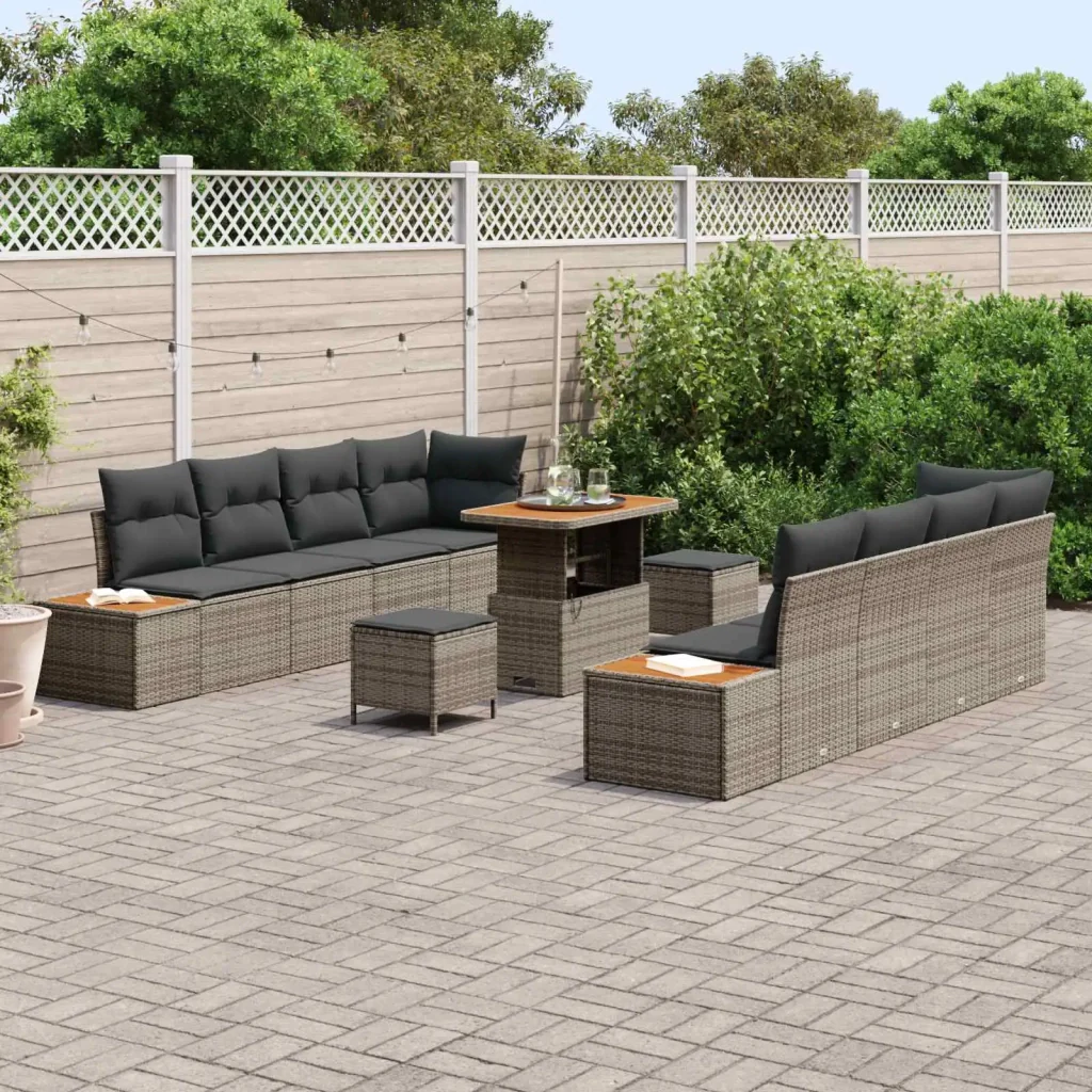 Set Divano da Giardino con cuscino 11 pcs Grigio 3363283 - Image 3