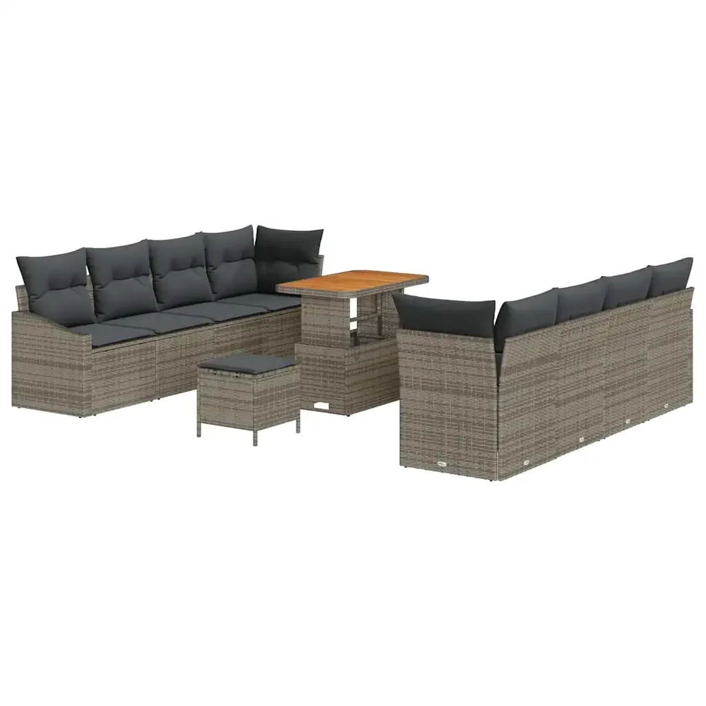 Set Divano da Giardino con cuscino 11 pcs Grigio 3364583 - Image 2