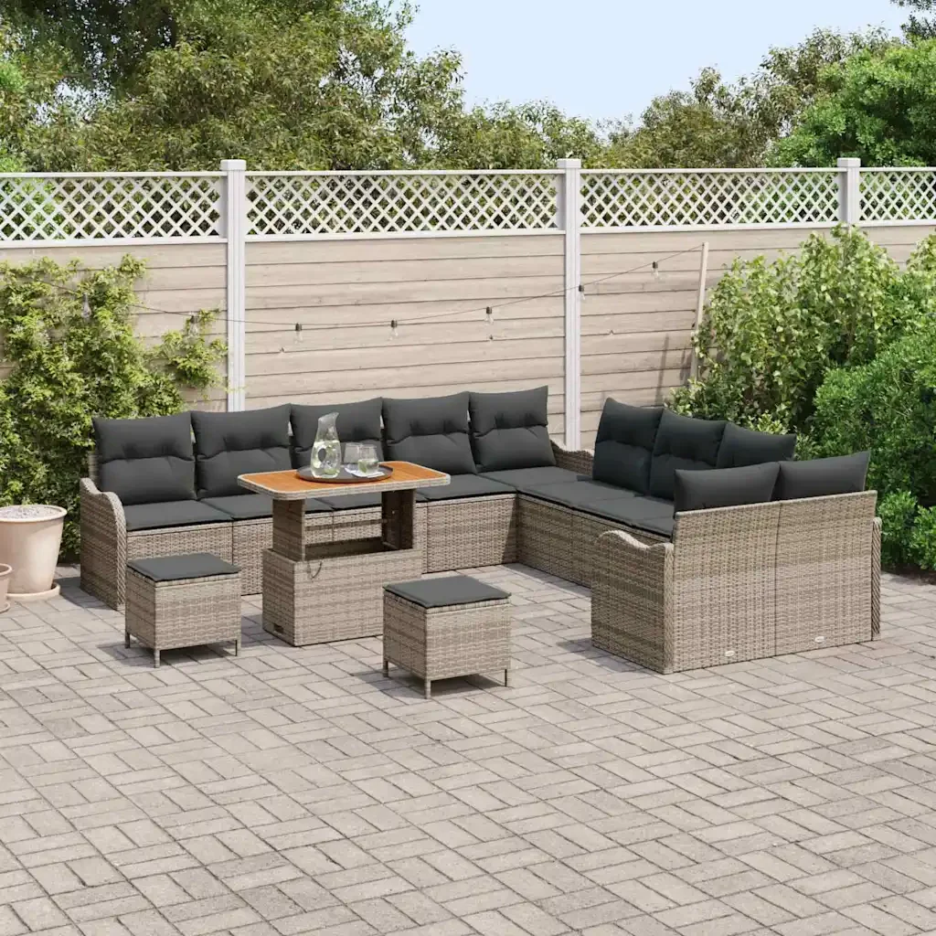Set Divano da Giardino con cuscino 13 pcs Grigio 3364278 - Image 3