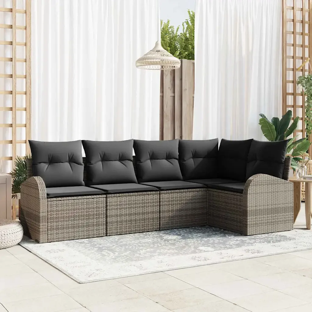 Set di divani con cuscino 5 pcs Grigio Poliestere 3346039