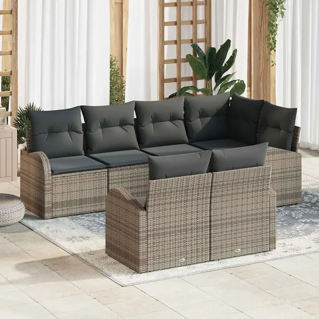 Set Divano da Giardino Grigio polyrattan 3346079