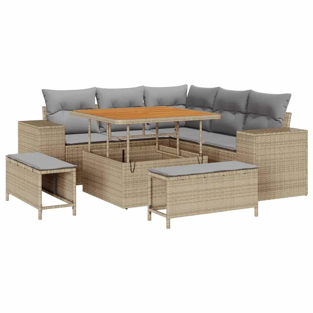 Set Divano da Giardino con cuscino 8 pcs Beige polyrattan 3361997 - Image 2
