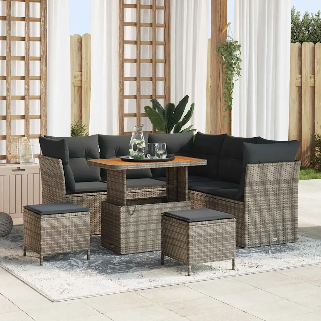 Set Divano da Giardino con cuscino 8 pcs Grigio 3363438