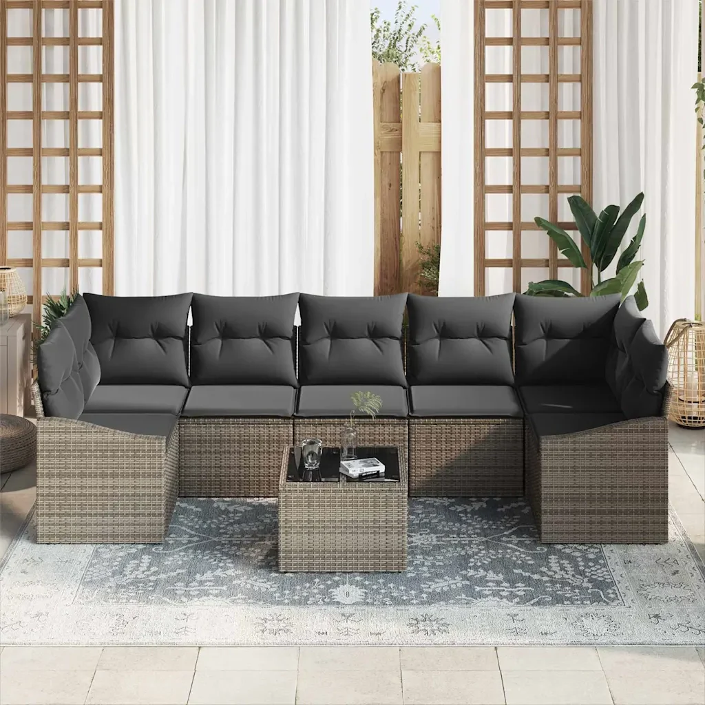 Set di divani con cuscino Grigio 55 x 55 x 37 cm polyrattan 3346639 - Image 3